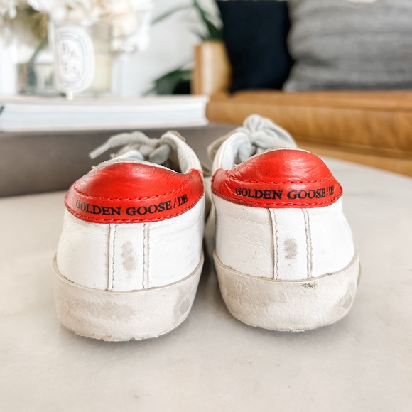 GOLDEN GOOSE KIDS CHILDRENS RED SILVER WHITE LEATHER SNEAKERS SIZE 30 - Picture 2 of 6